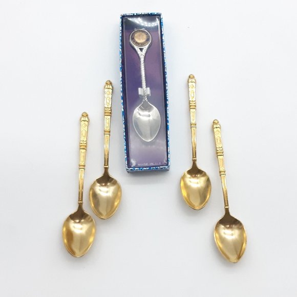 5 Collector Spoons: Washington DC in Box and 4 Gold Colored - Picture 1 of 11
